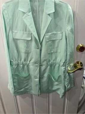Halston Heritage Mint Green Utility Blazer